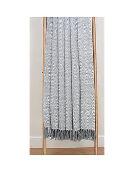 Product photograph of Appletree Herringbone Throw Silver from very.co.uk