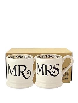 Product photograph of Emma Bridgewater Black Toast Mr Mrs Set Of 2 1 2 Pint Mugs Boxed from very.co.uk