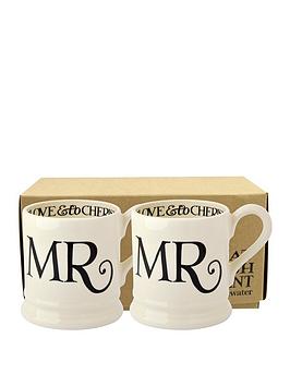 Product photograph of Emma Bridgewater Black Toast Mr Mr Set Of 2 1 2 Pint Mugs Boxed from very.co.uk
