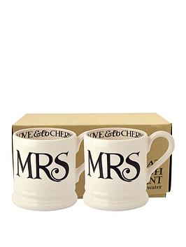 Product photograph of Emma Bridgewater Black Toast Mrs Mrs Set Of 2 1 2 Pint Mugs Boxed from very.co.uk