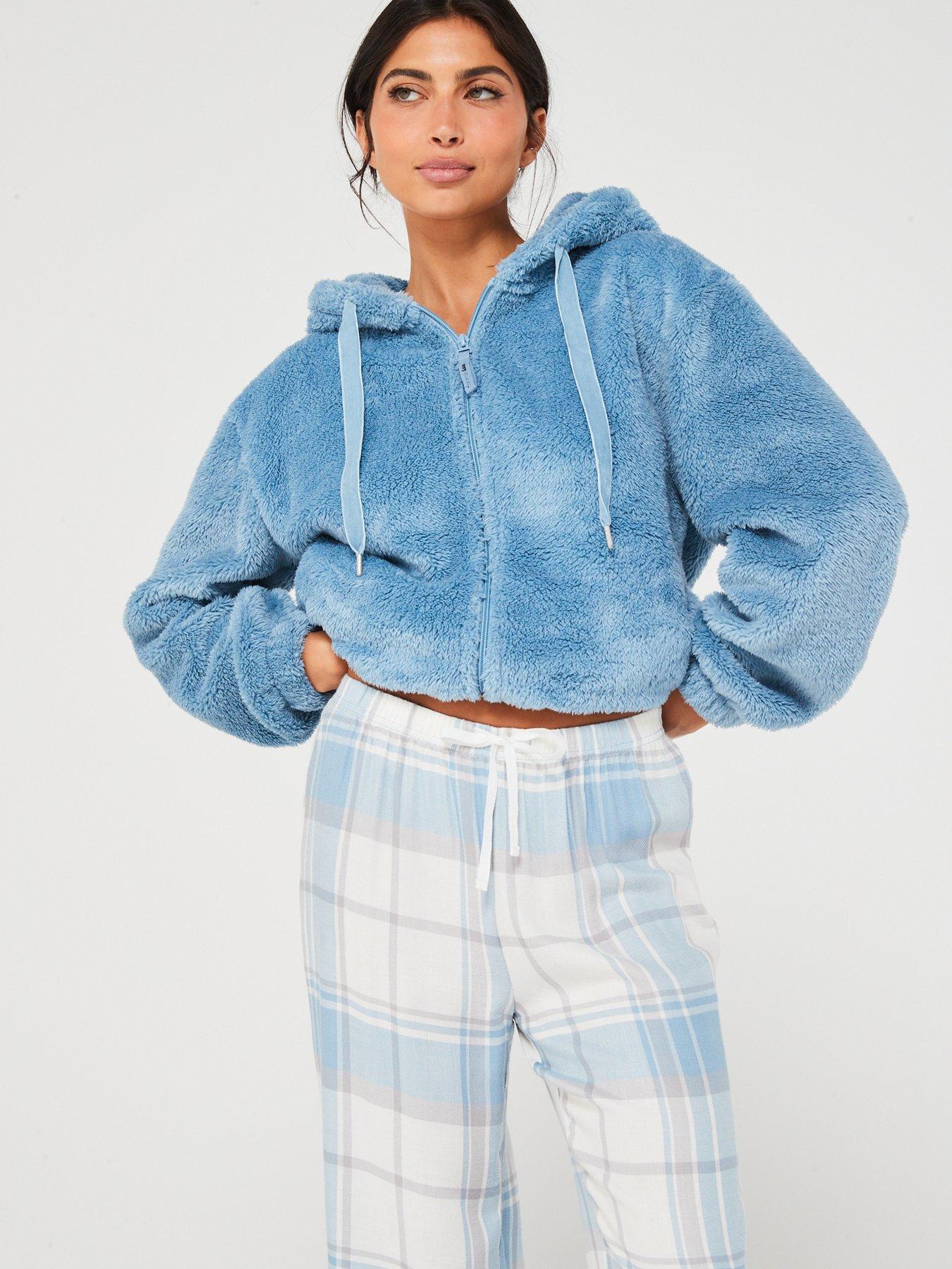 Snuggle Fleece Plaid Pajamas - Aqua 1X