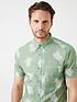  image of burton-menswear-london-leaf-print-cotton-slub-shirt-greennbsp