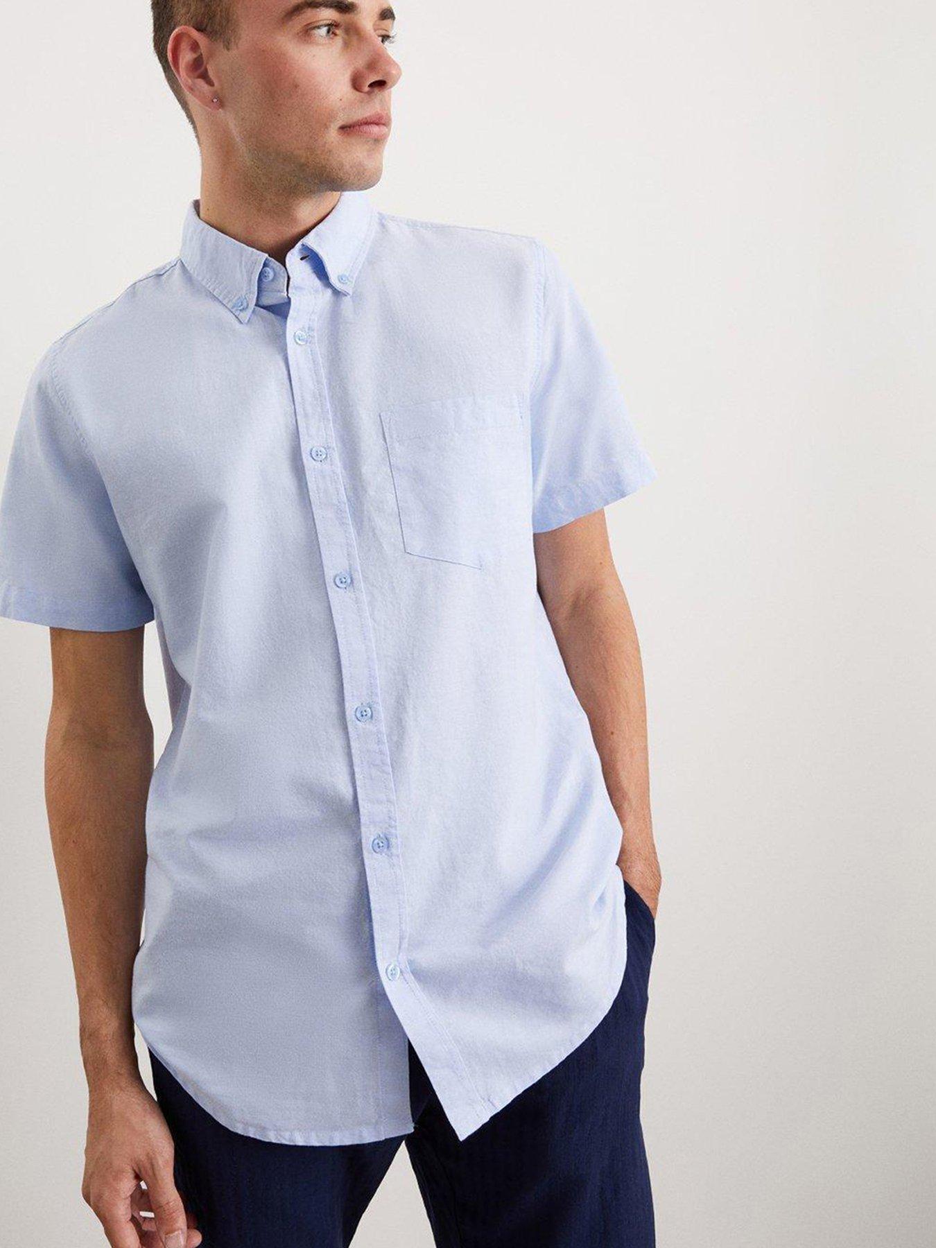 Burton Menswear London Burton Short Sleeve Oxford Shirt Blue