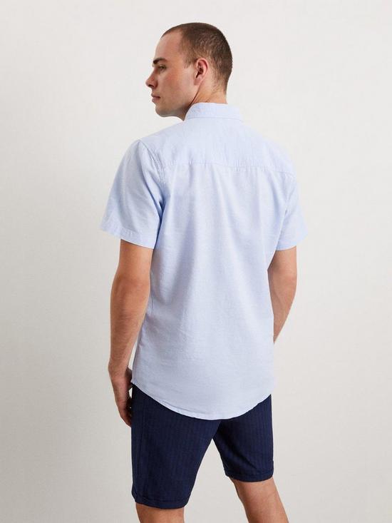 stillFront image of burton-menswear-london-burton-short-sleeve-oxford-shirt-blue