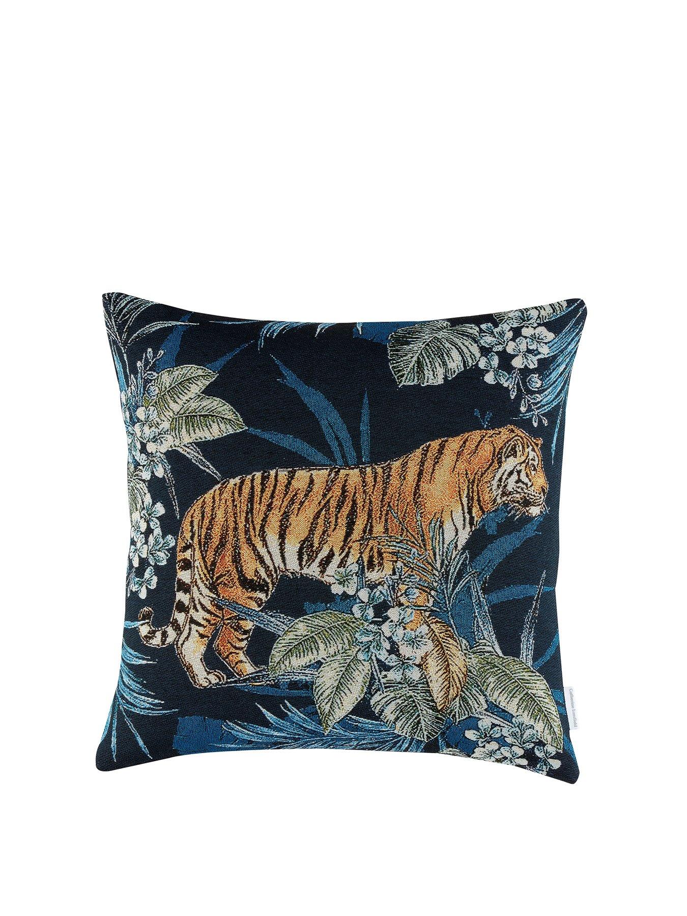 Product photograph of Catherine Lansfield Tiger Tropicana Cushion from very.co.uk