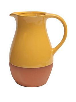 Product photograph of Sintra Glazed Terracotta Jug Ndash Ochre from very.co.uk