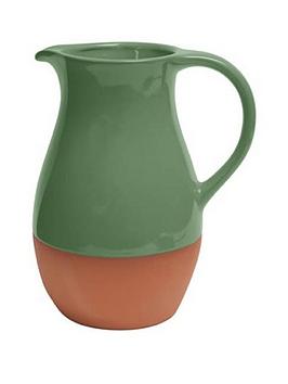 Product photograph of Sintra Glazed Terracotta Jug Ndash Green from very.co.uk