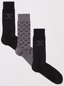 emporio armani bodywear 3 pack of short socks - multi