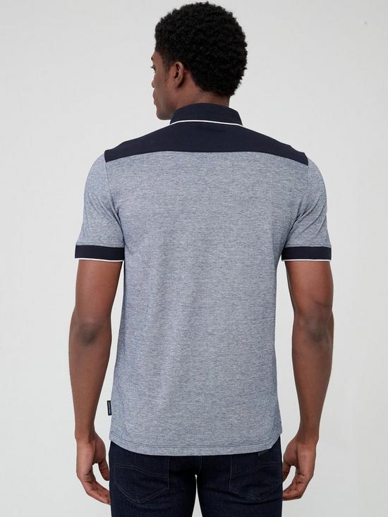 stillFront image of armani-exchange-contrast-slim-fit-polo-shirt-navy