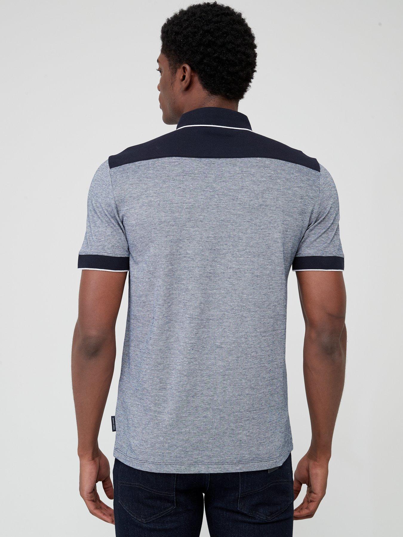 Image 2 of 4 of Armani Exchange Contrast Slim Fit Polo Shirt - Navy