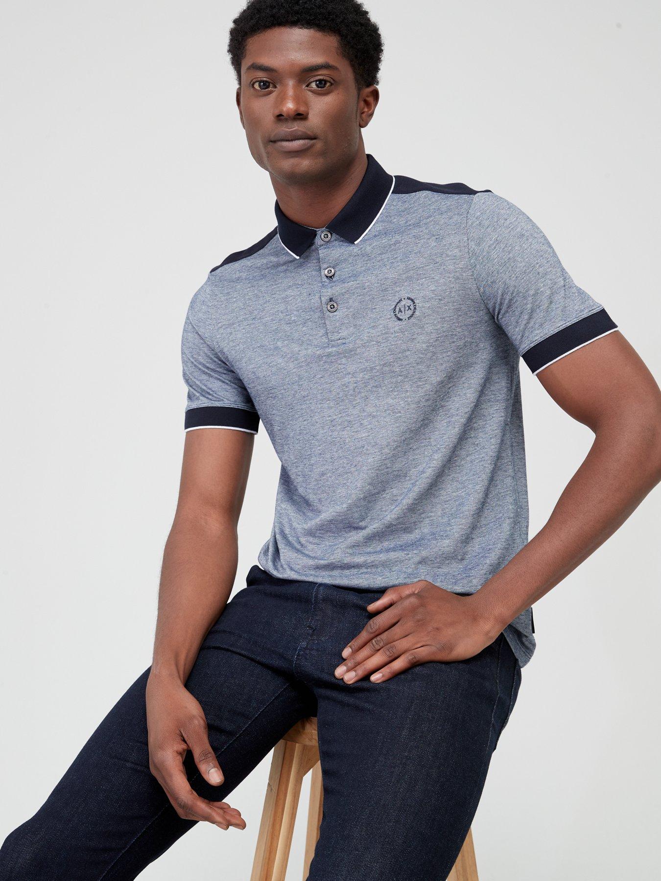 Image 4 of 4 of Armani Exchange Contrast Slim Fit Polo Shirt - Navy