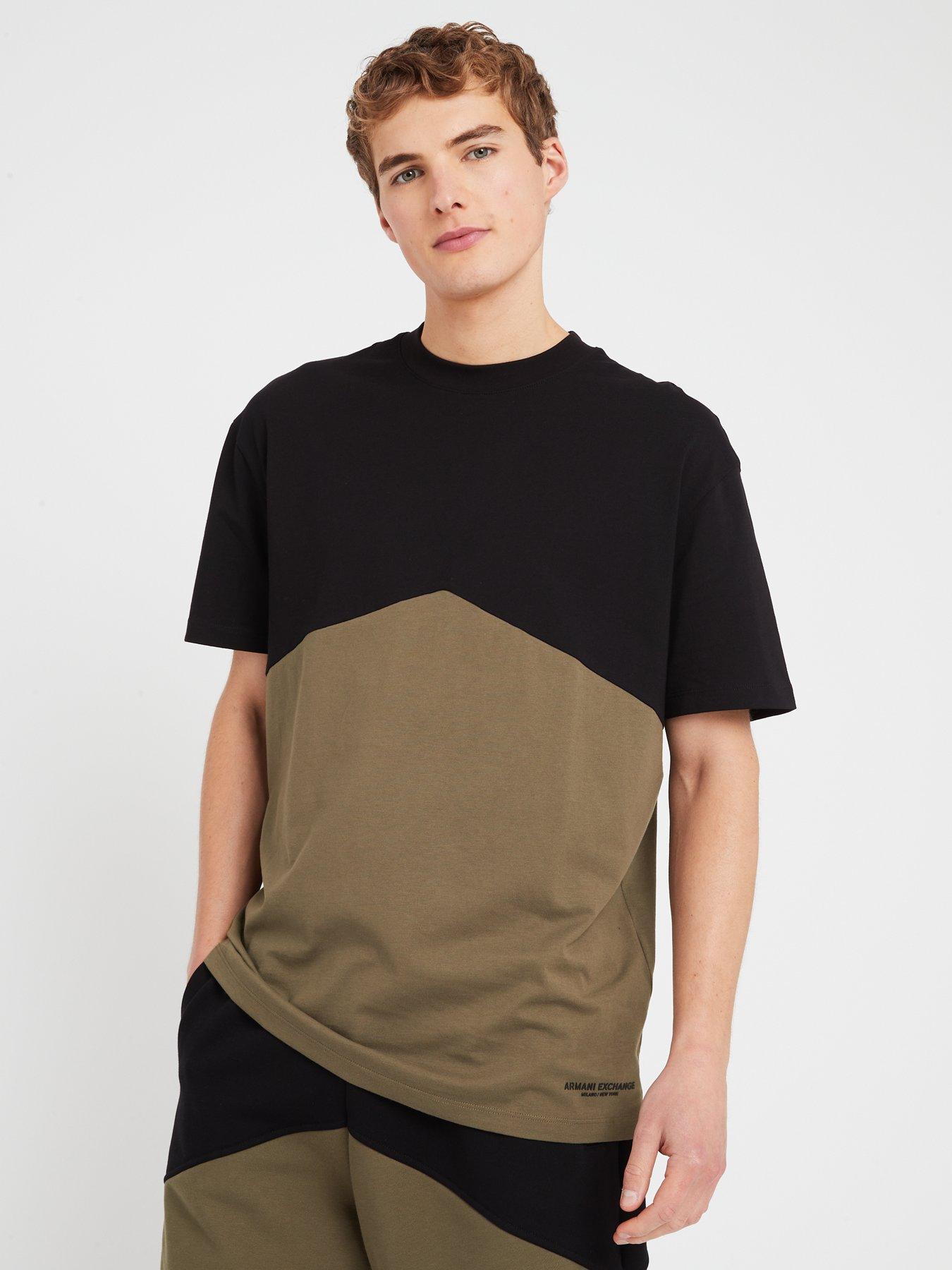 Image 1 of 4 of Armani Exchange Chevron T-Shirt - Black/Khaki&nbsp;
