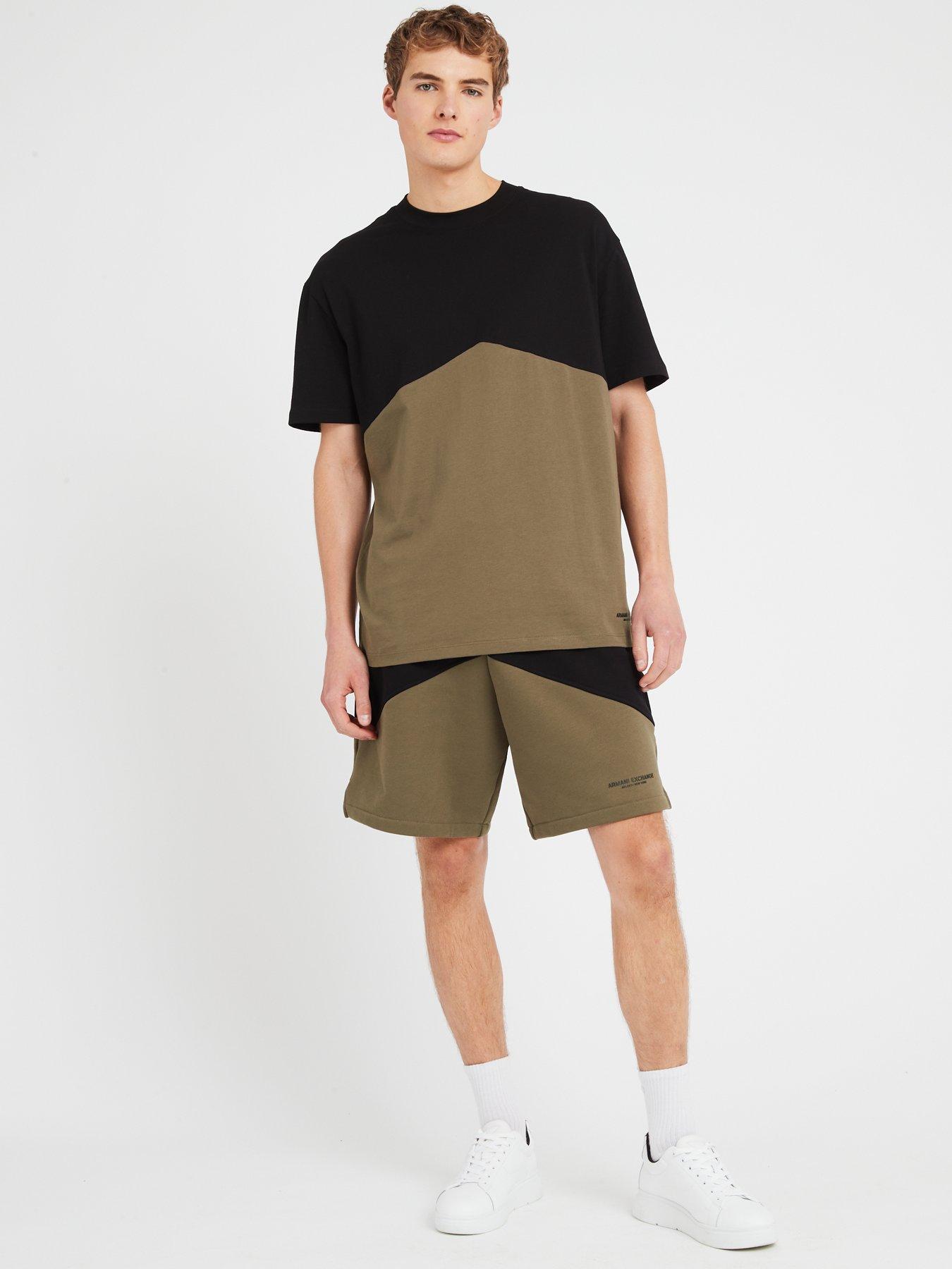 Image 3 of 4 of Armani Exchange Chevron T-Shirt - Black/Khaki&nbsp;