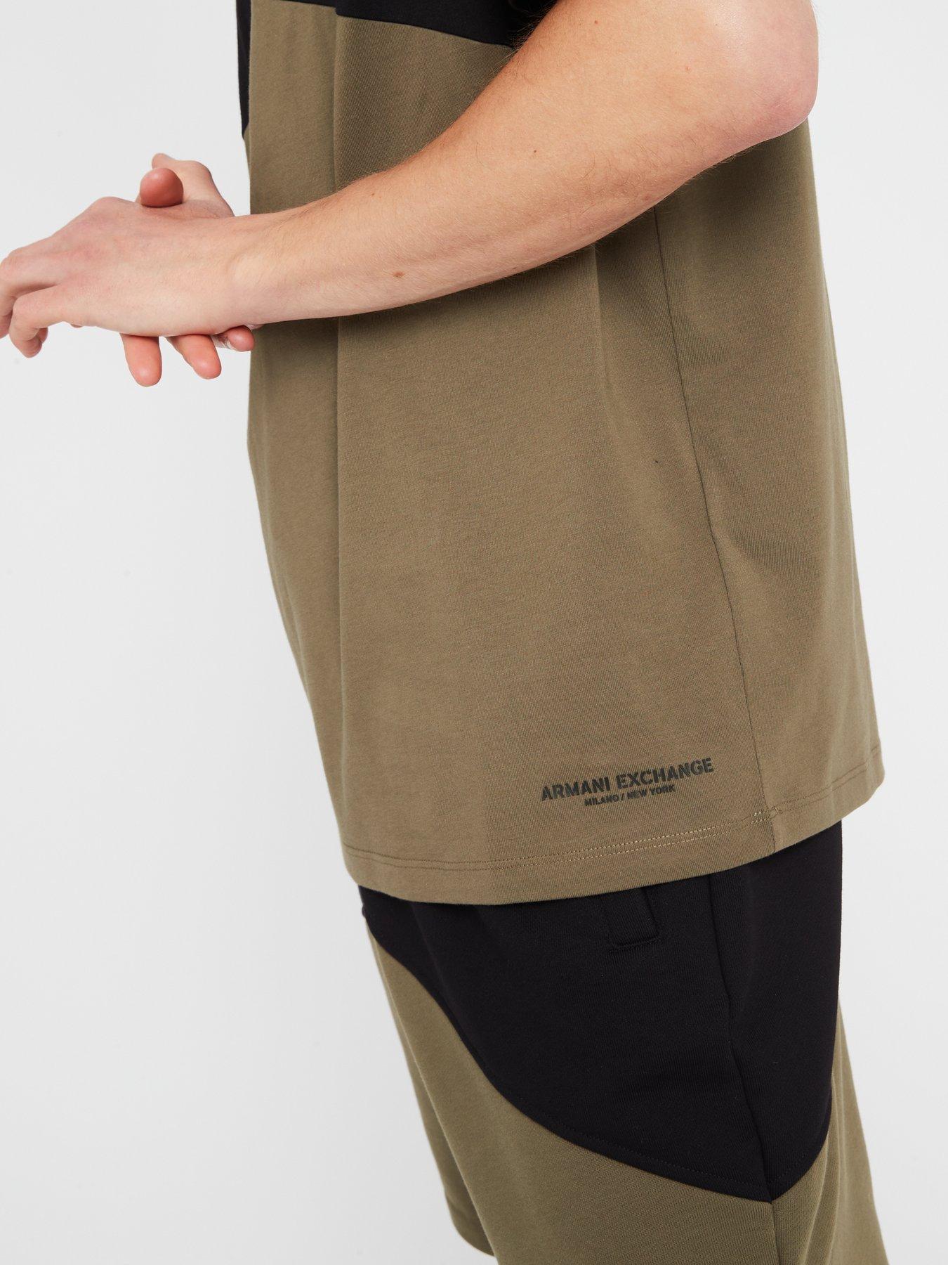 Image 4 of 4 of Armani Exchange Chevron T-Shirt - Black/Khaki&nbsp;