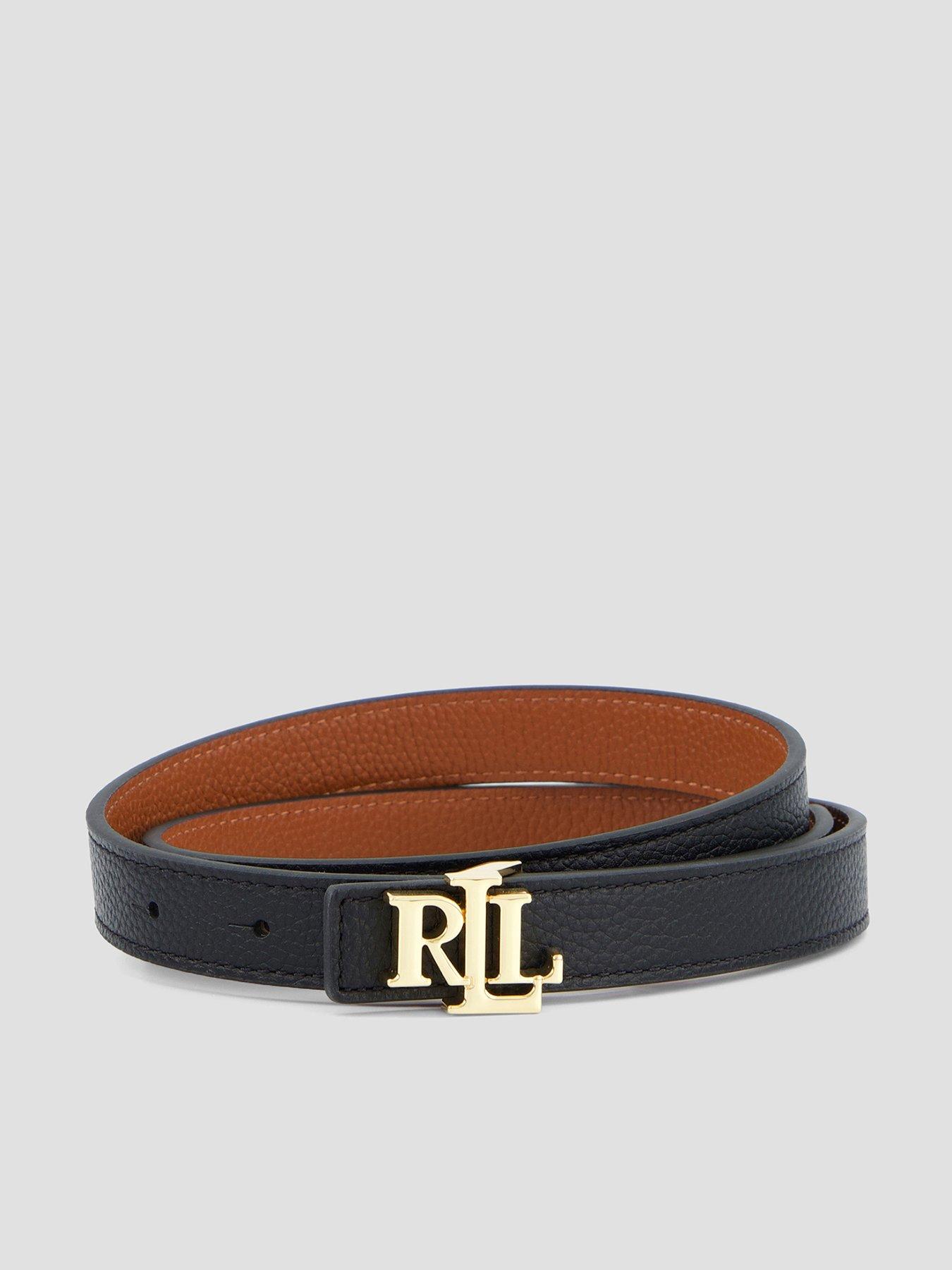 Lauren by Ralph Lauren Leather Skinny Belt - Black