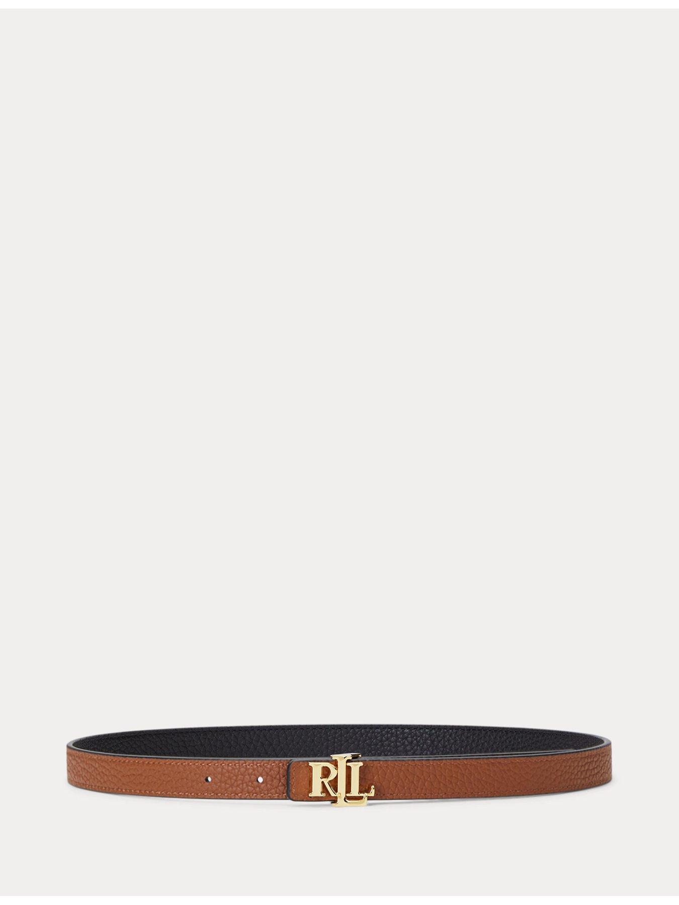 Image 3 of 4 of Lauren by Ralph Lauren Leather Skinny Belt - Black
