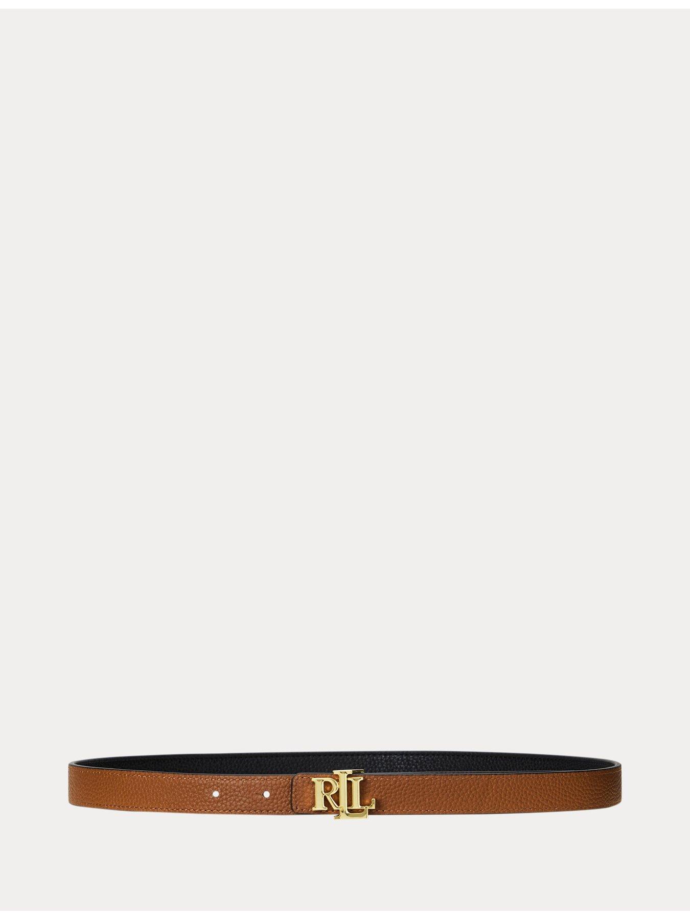 Image 4 of 4 of Lauren by Ralph Lauren Leather Skinny Belt - Black