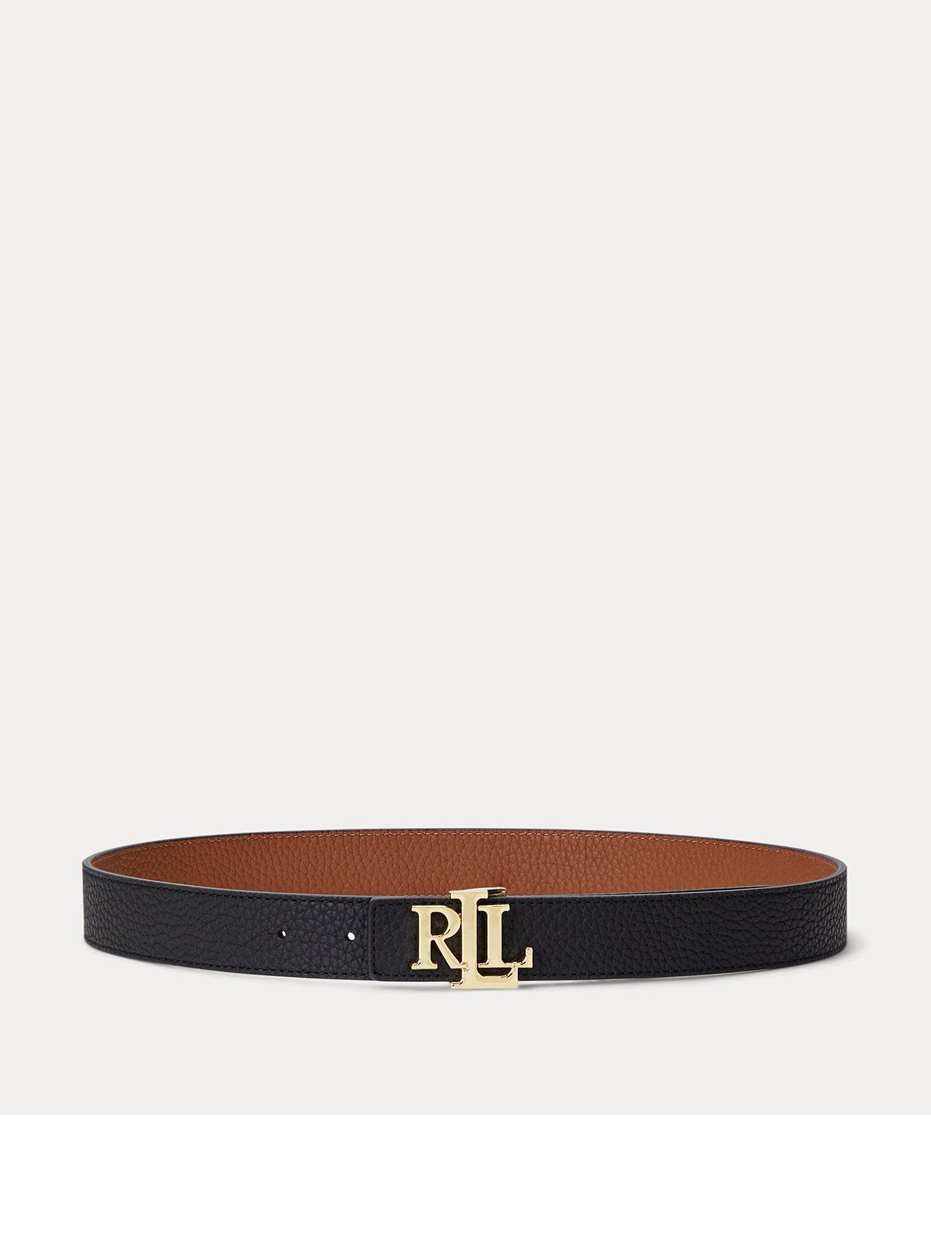 Lauren by Ralph Lauren Leather Logo Belt - Black And Tan