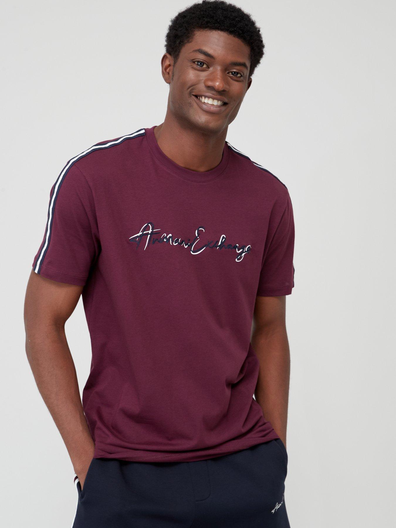 Armani Exchange Script Logo T Shirt Dark Red very