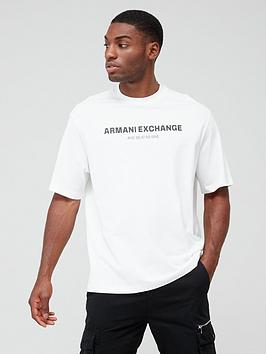 armani exchange logo print t-shirt - white, cream, size xl, men