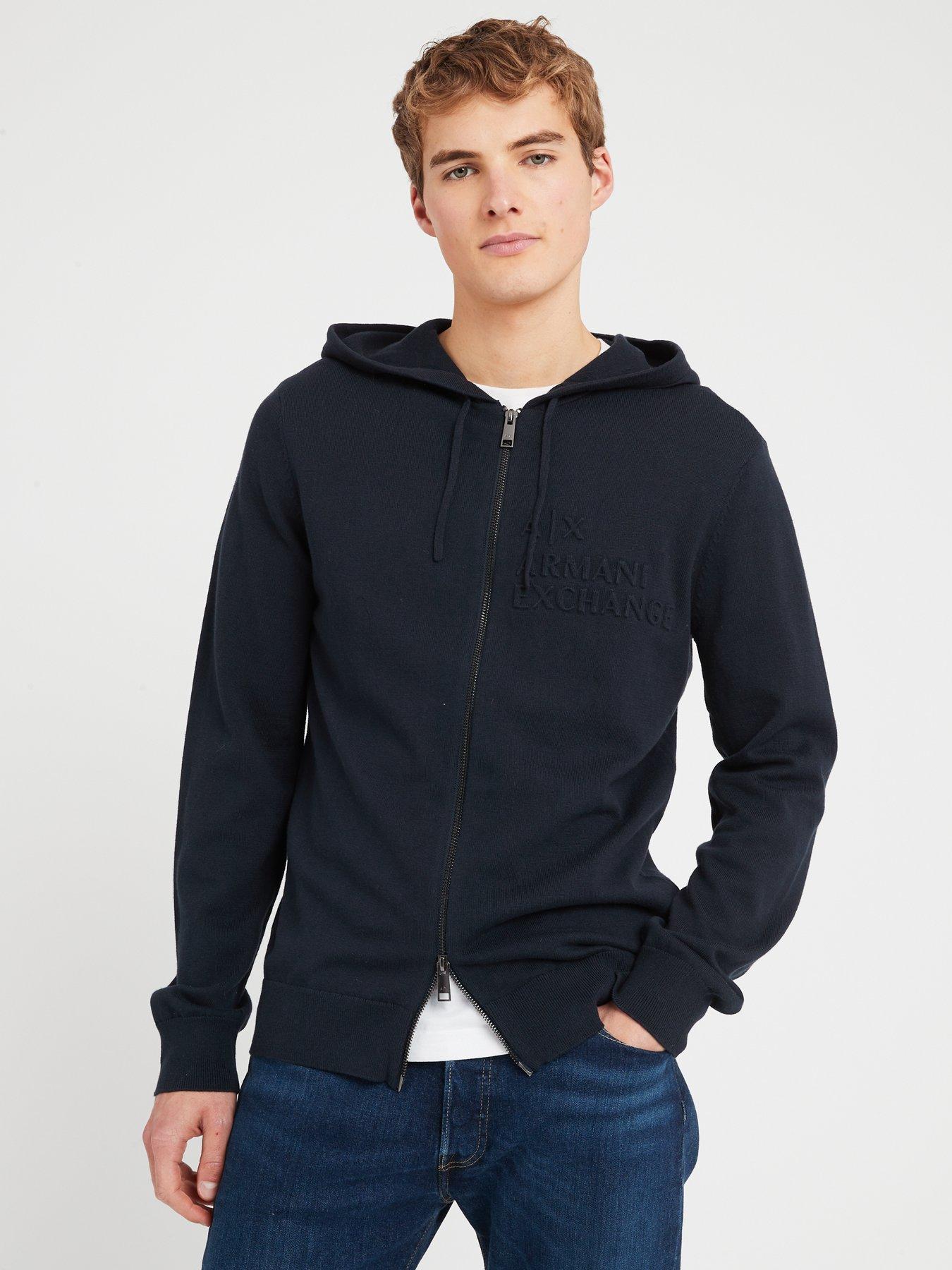 Navy armani store hoodie