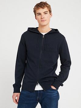 armani exchange zip through hoodie - navy