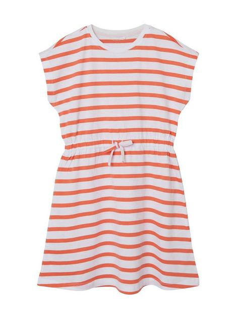 name-it-girls-drawstring-stripe-jersey-dress-coral