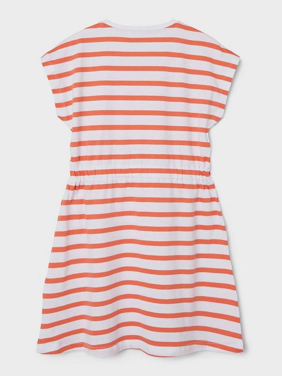 back image of name-it-girls-drawstring-stripe-jersey-dress-coral