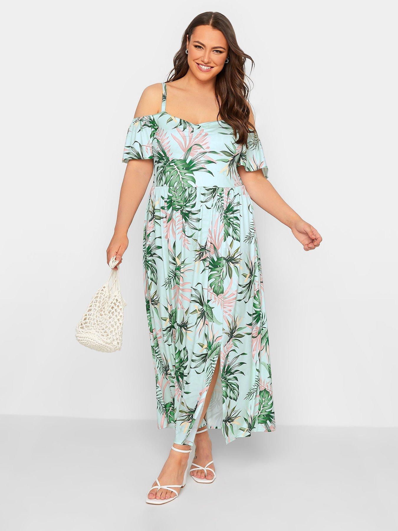 Tropical cold hot sale shoulder dress