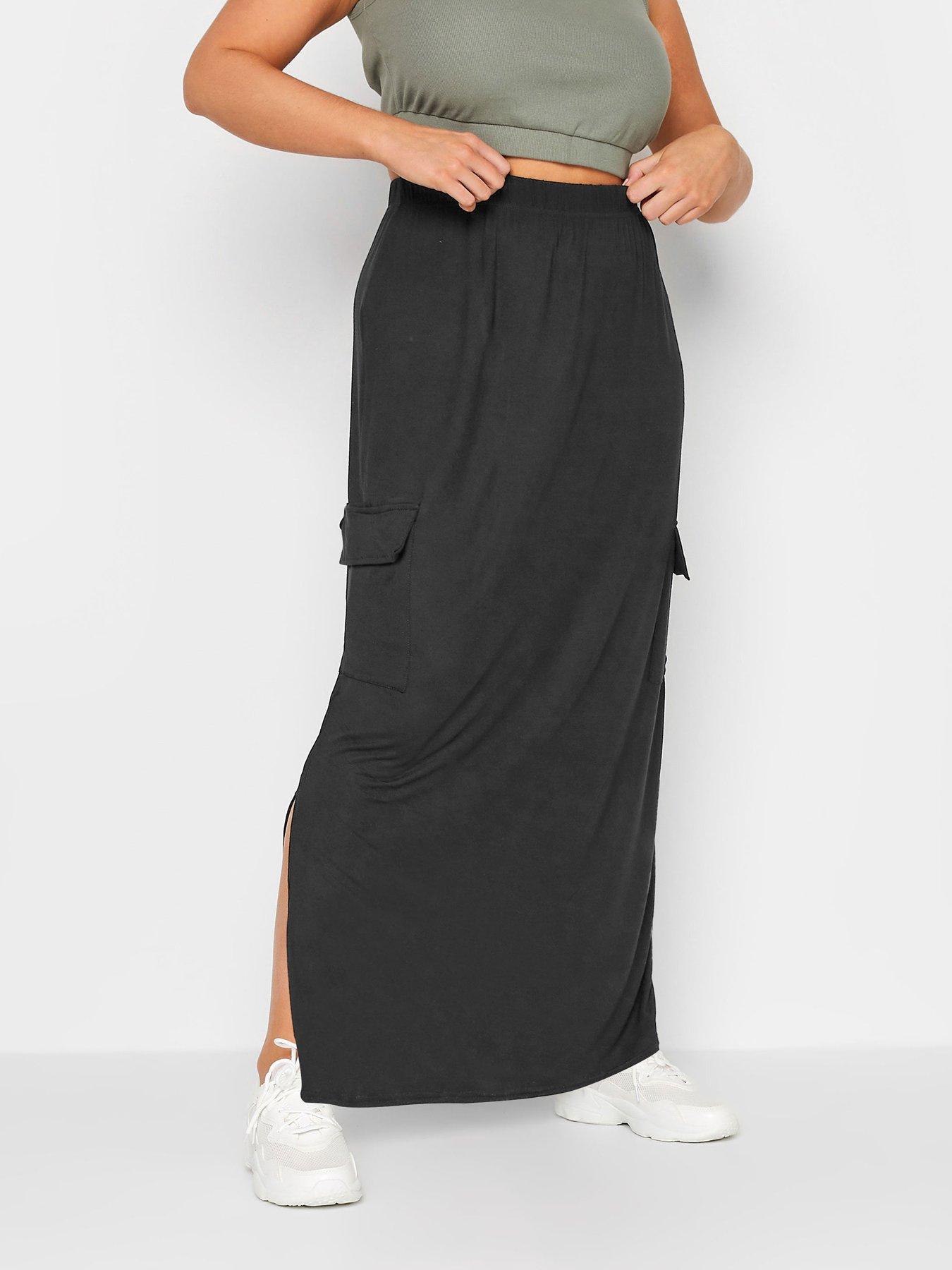 Long black clearance skirt with pockets