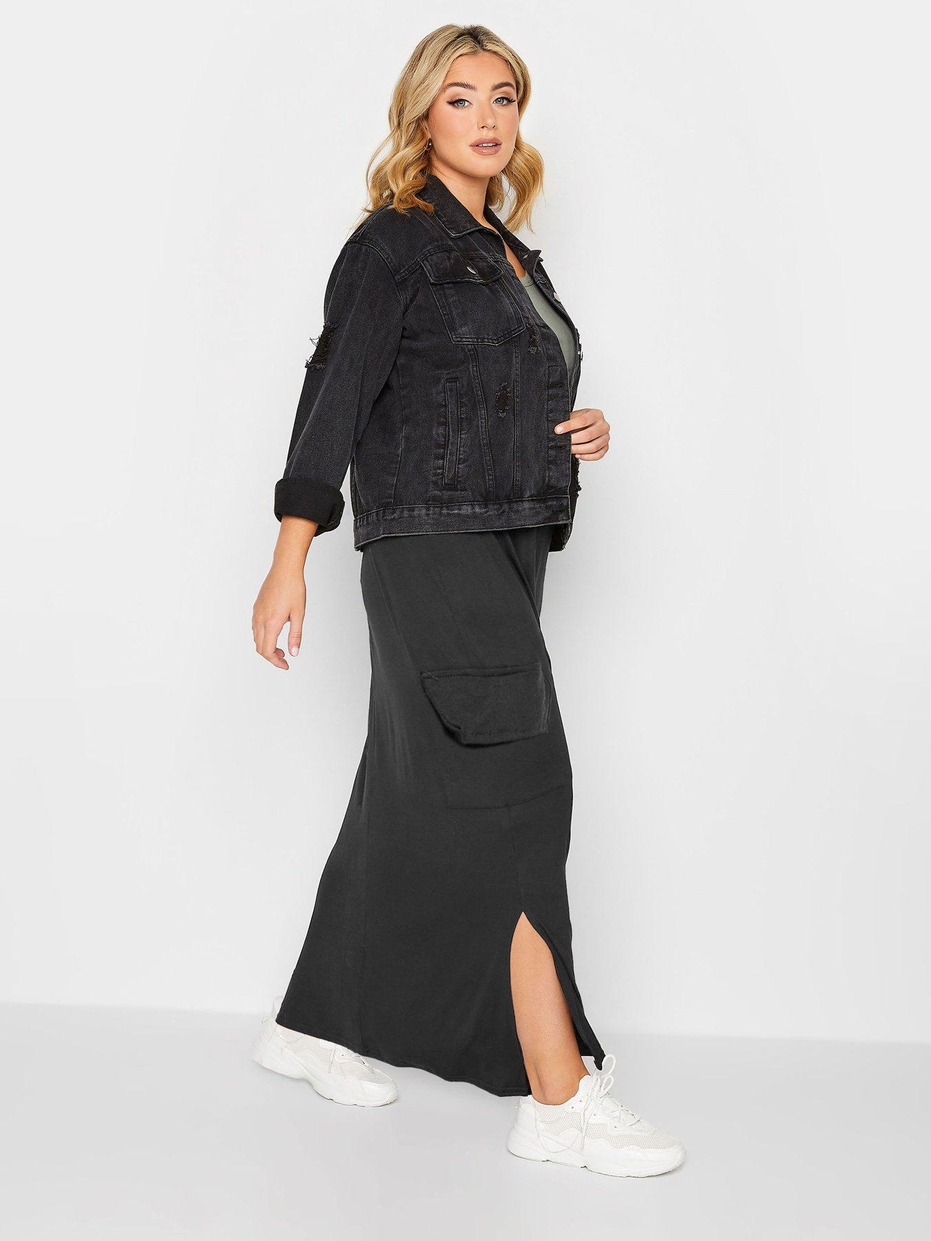 Yours Cargo Maxi Skirt Black very