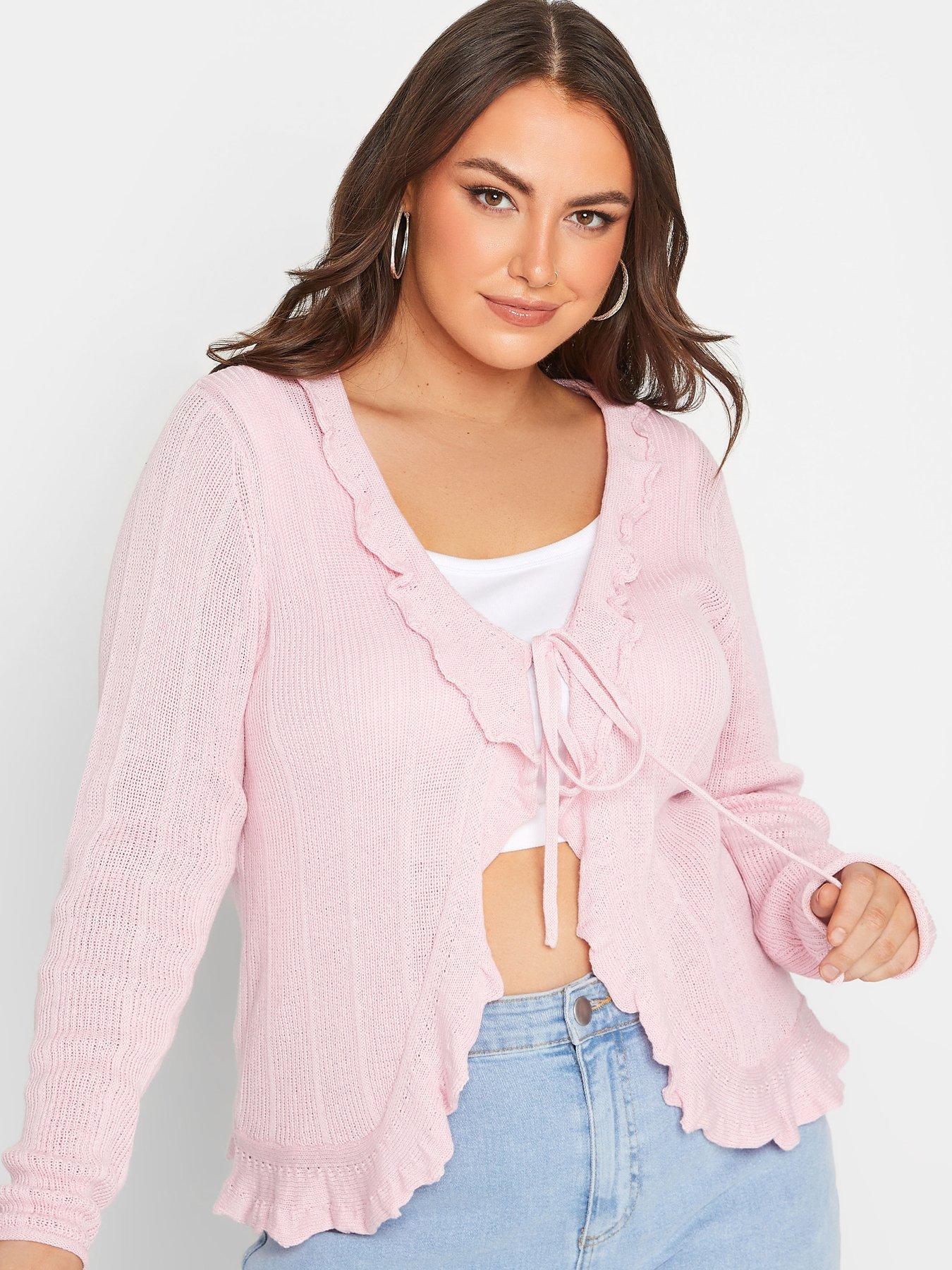 Frill Sleeve Cardigan With Tie