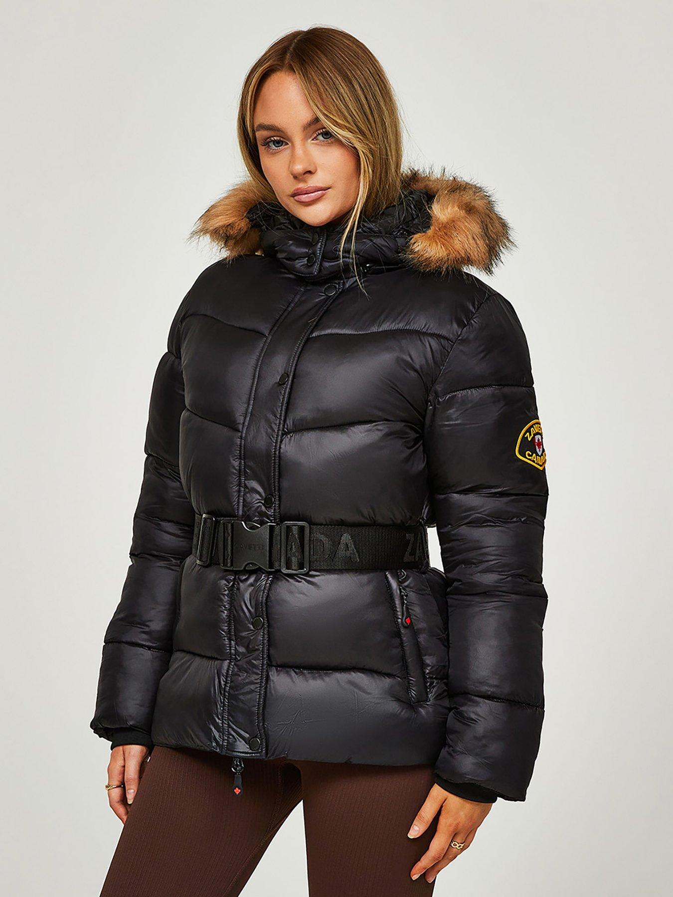 Zavetti Canada Okawa High Shine Belted Padded Jacket - Black | very.co.uk