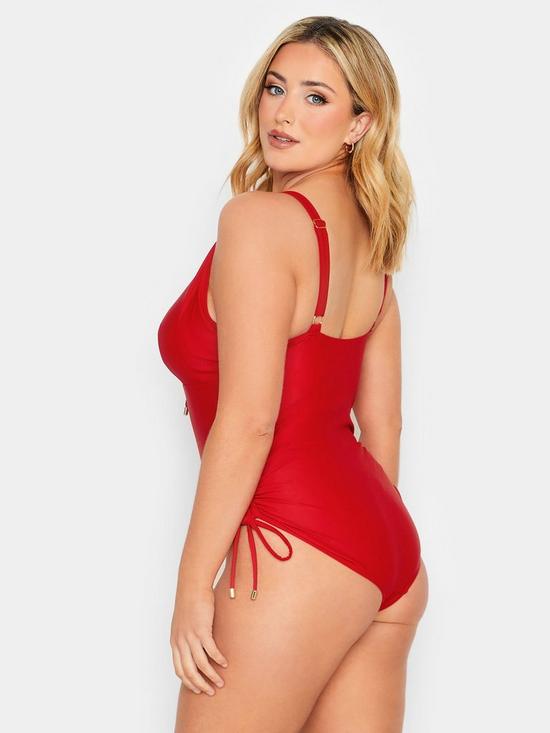 stillFront image of yours-drawstring-detail-swimsuit-red