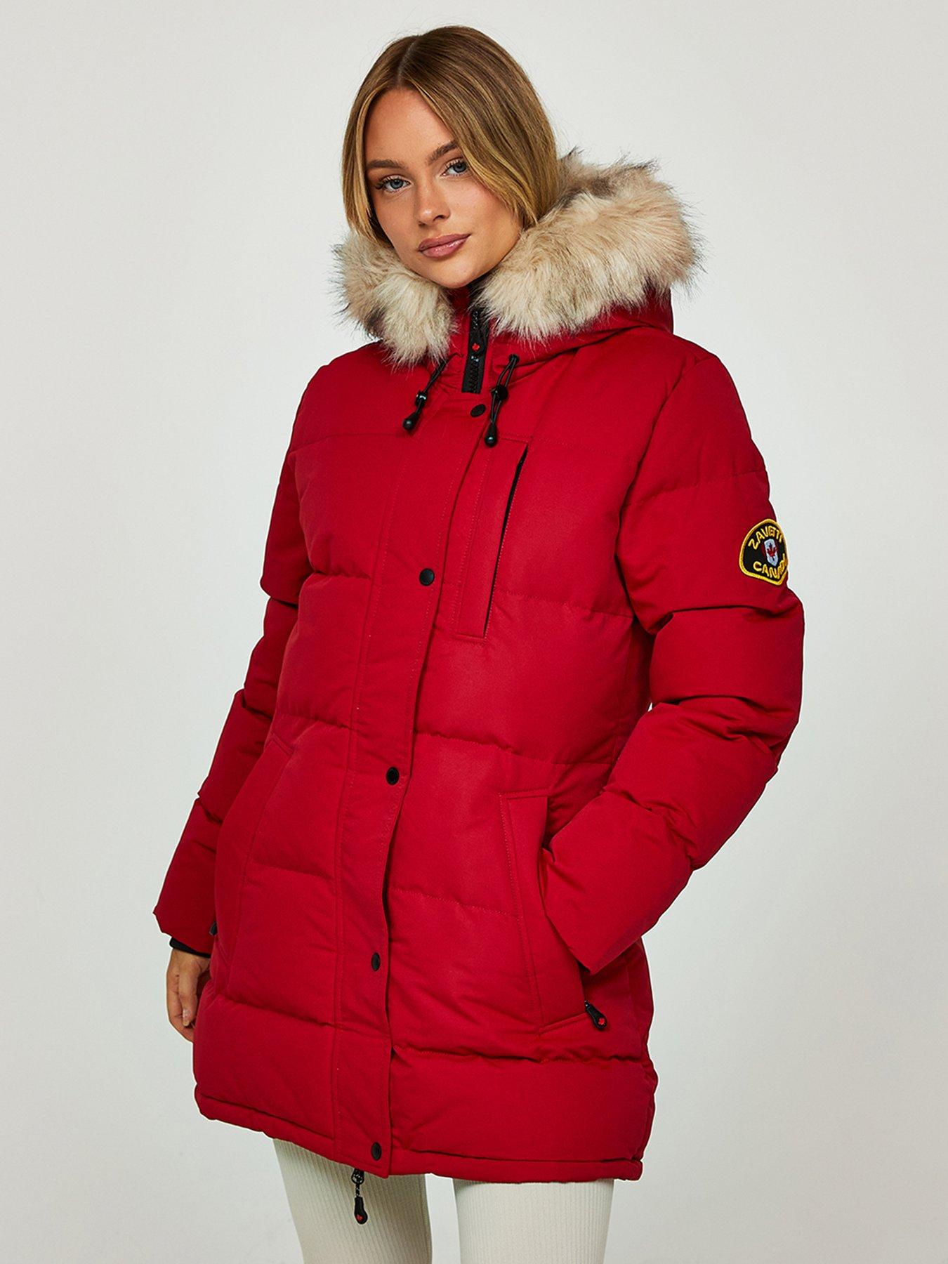 Womens red parka coat sale