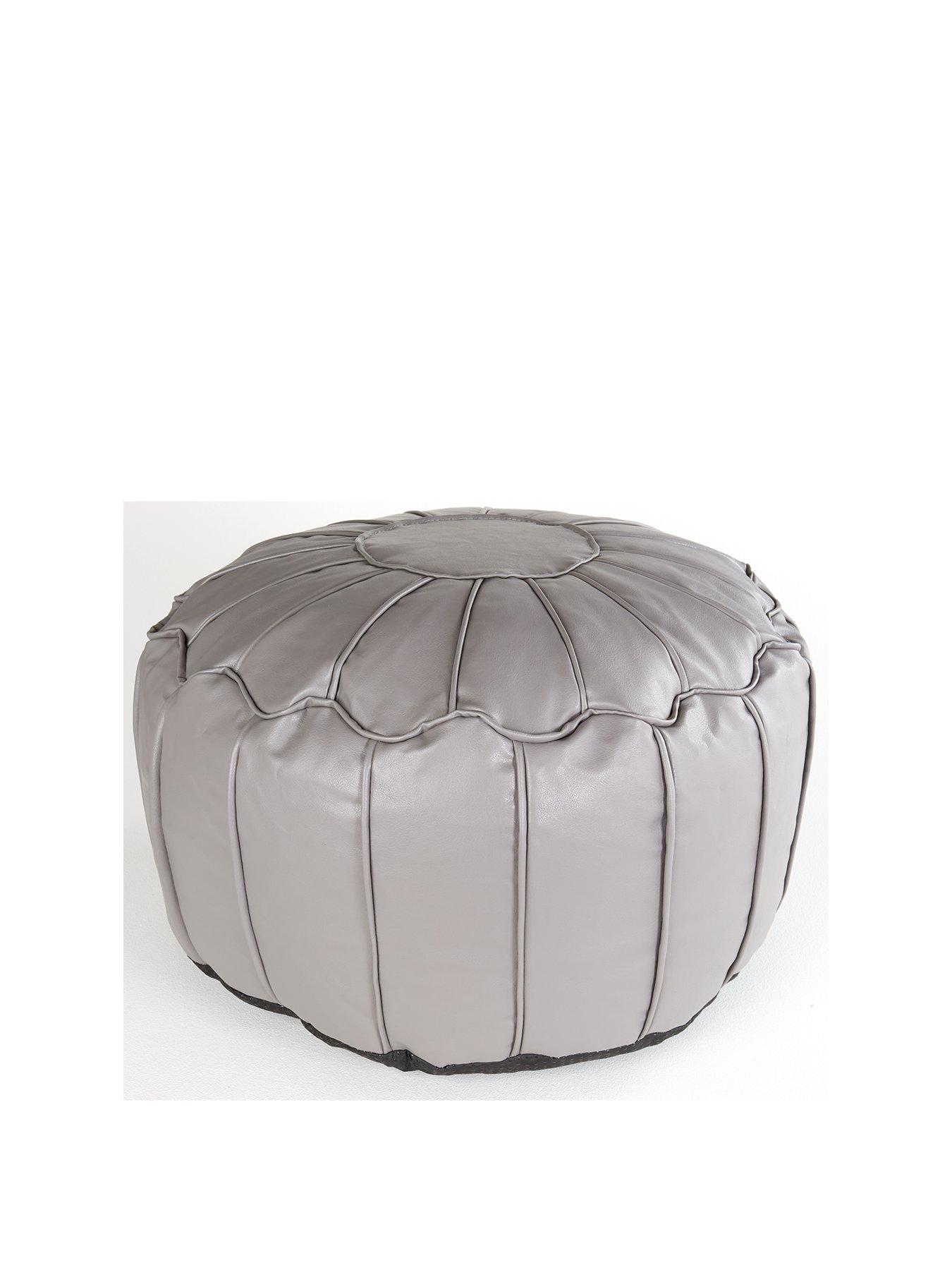 Grey leather deals pouf