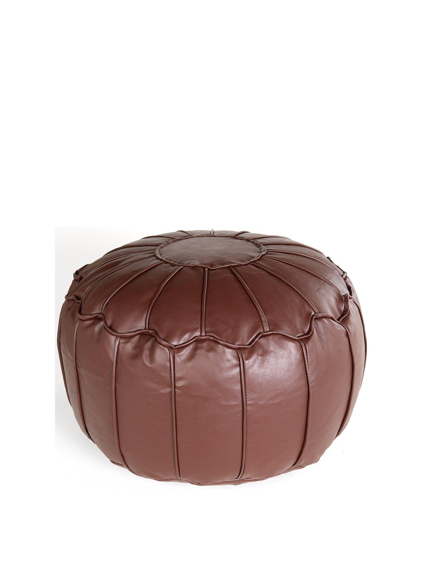 undefined Moroccan piped Faux leather Pouffe - Brown