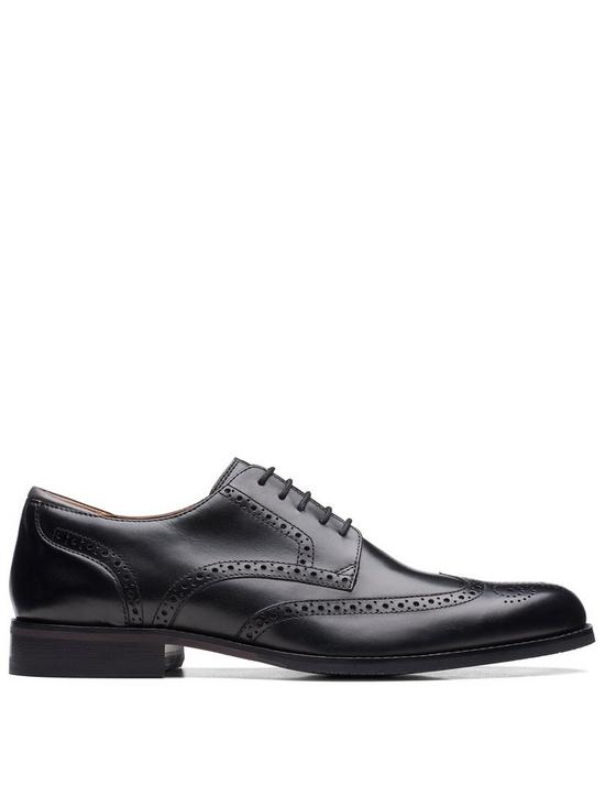 front image of clarks-craft-arlo-limit-brogue-shoes-black