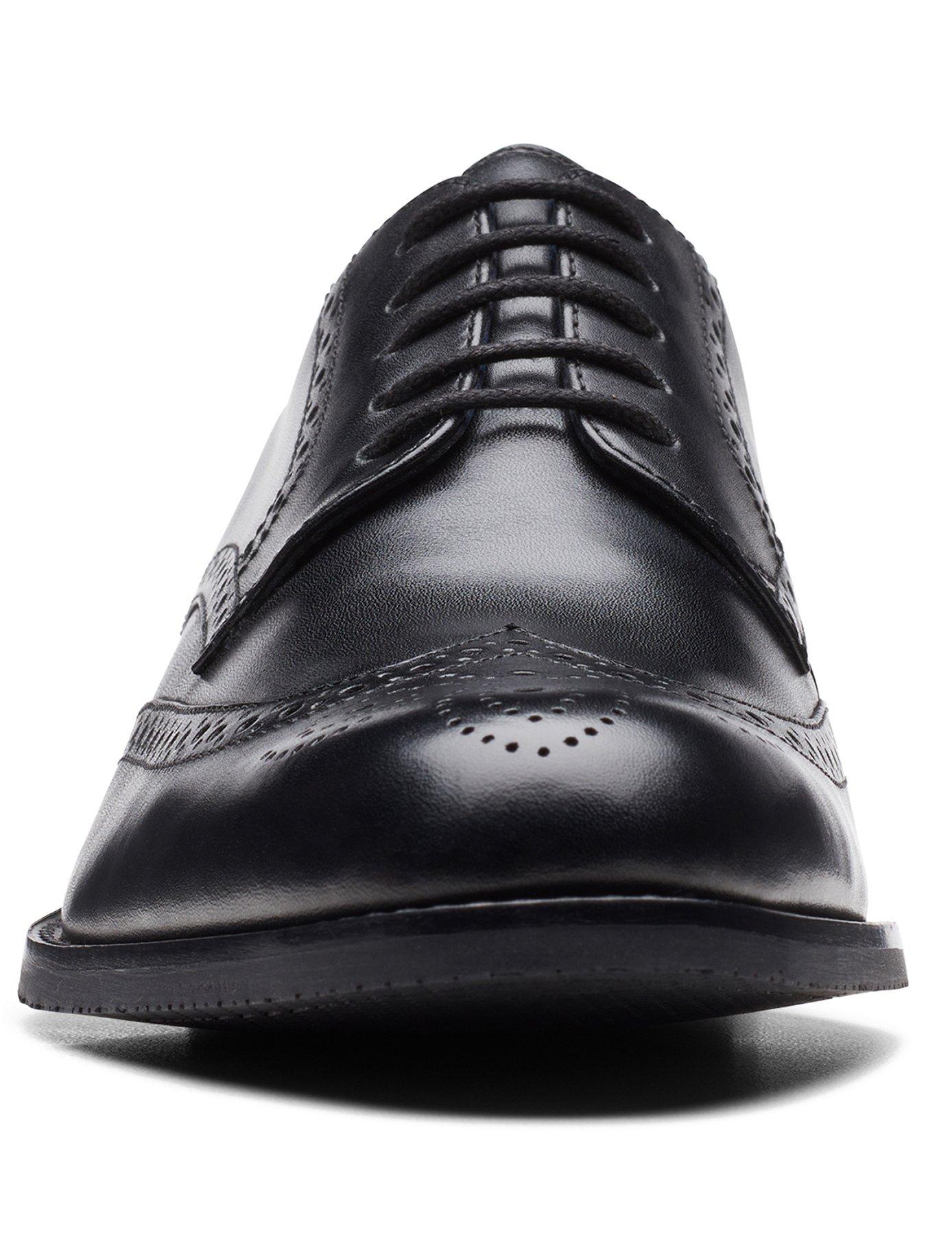 Clarks black brogue clearance shoes