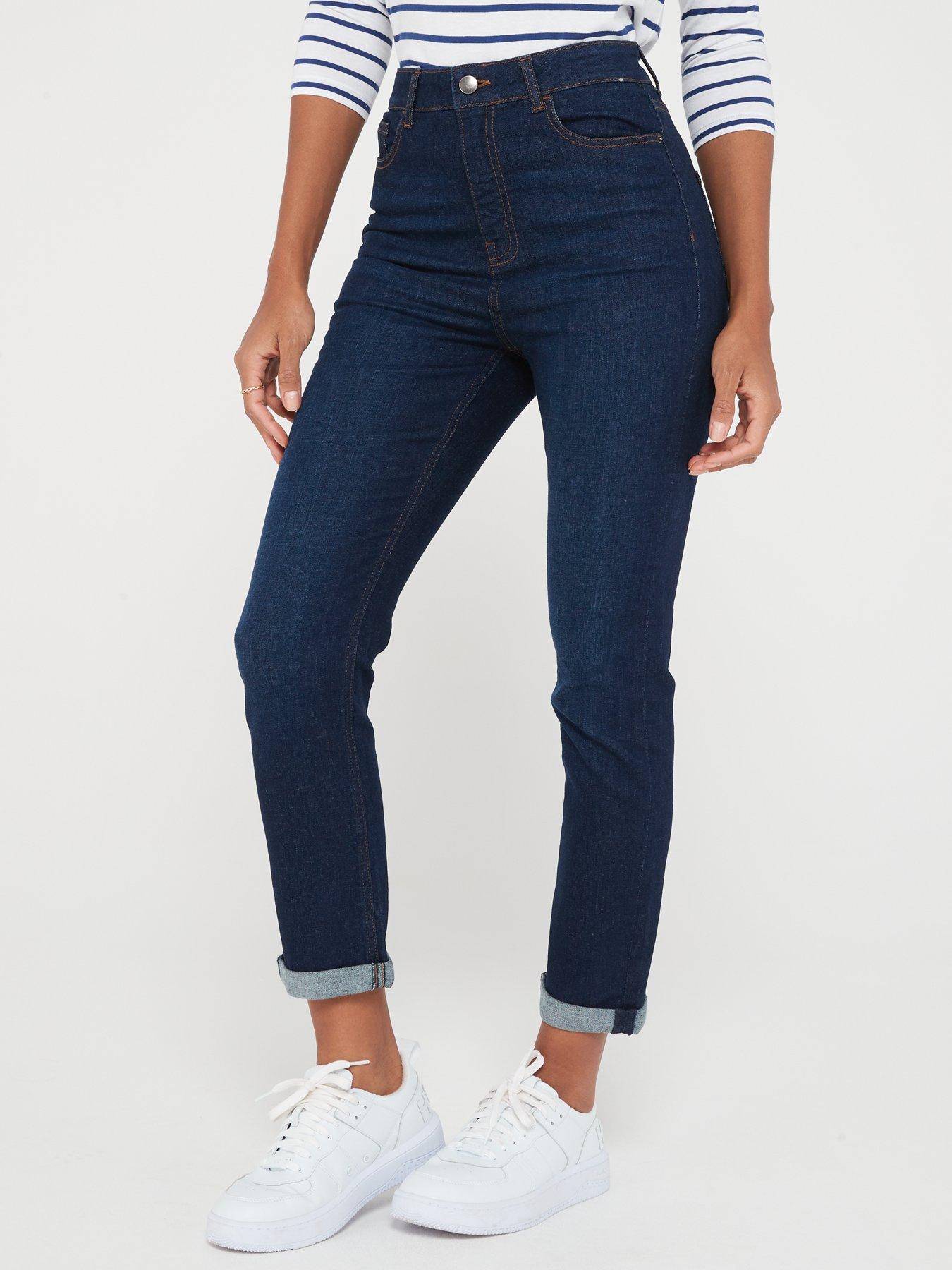 Blue High Waist Rigid Mom Jeans