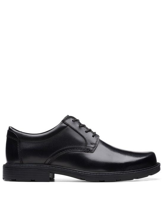 front image of clarks-wide-fit-kerton-lace-derby-shoes-black