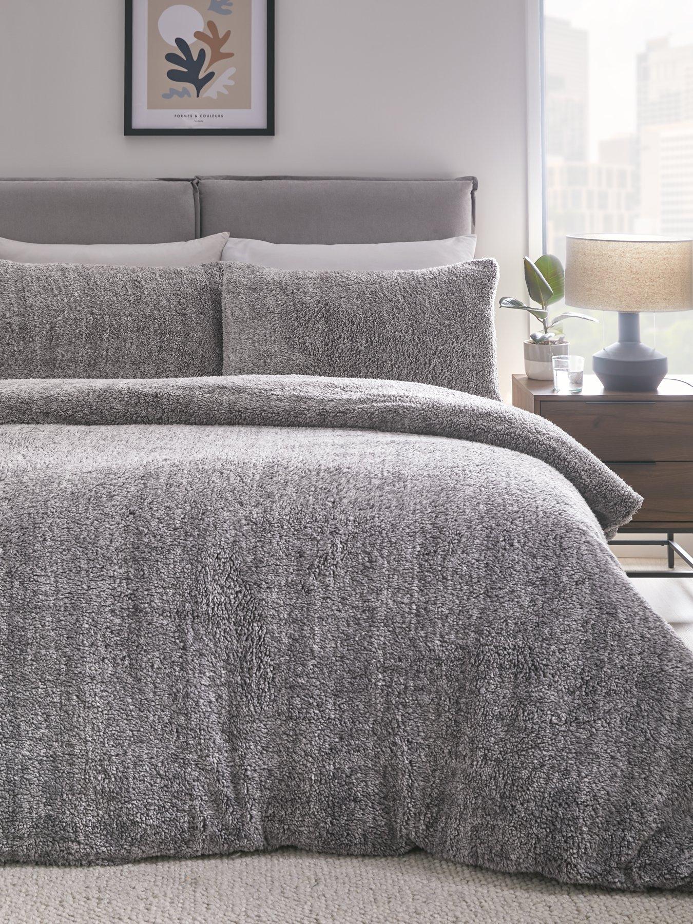 Grey fleece discount double duvet set