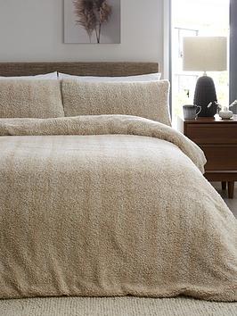 Product photograph of Very Home Marl Fleece Duvet Cover Set - Natural from very.co.uk