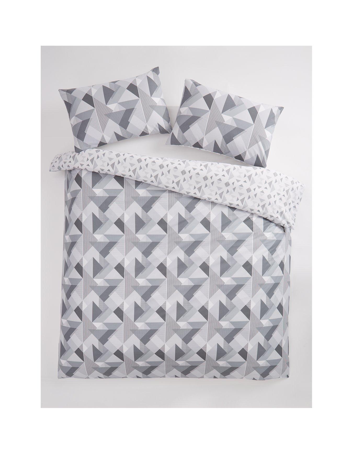 Image 2 of 6 of Everyday Grey Geo Reversible Duvet Cover Set