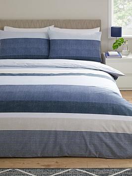 Product photograph of Everyday Blue Stripe Reversible Duvet Cover Set from very.co.uk