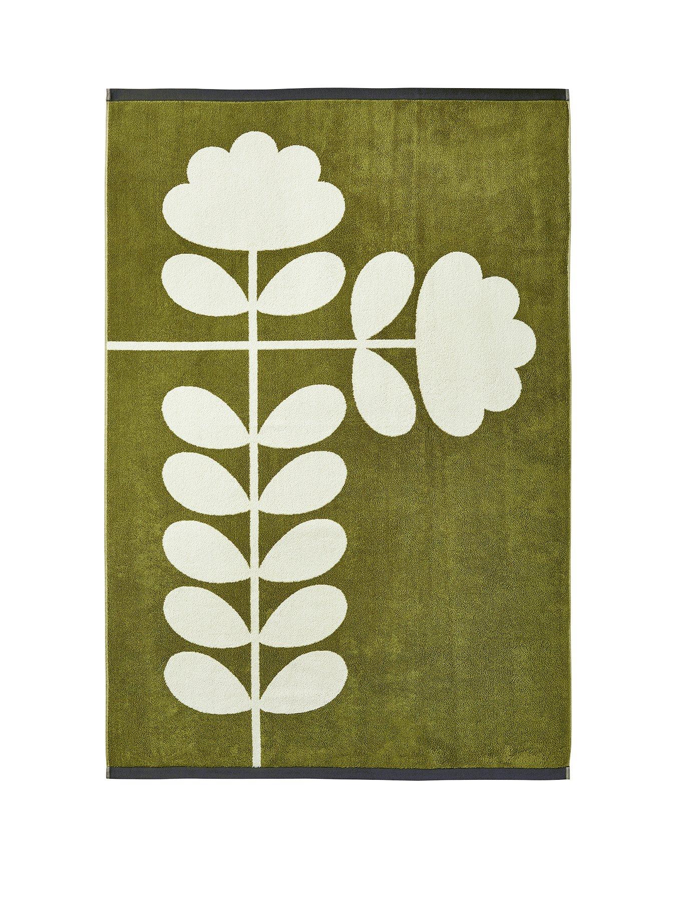 Product photograph of Orla Kiely Cut Stem Bath Sheet - Moss And Charcoal from very.co.uk