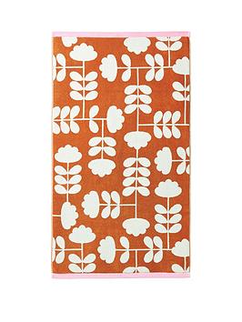 Product photograph of Orla Kiely Cut Stem Bath Towel - Tulip And Paprika from very.co.uk