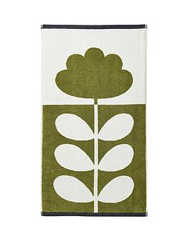 Product photograph of Orla Kiely Cut Stem Hand Towel - Moss And Charcoal from very.co.uk