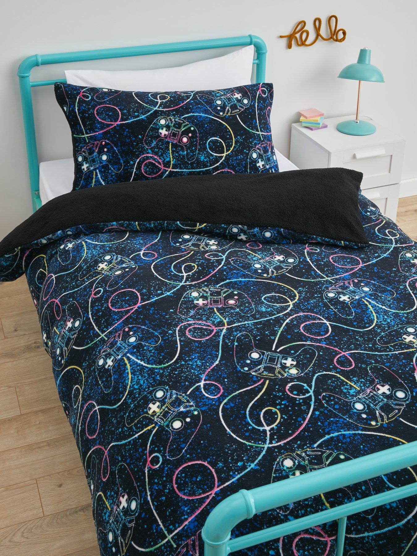 Product photograph of Very Home Cosy Kids Gamer Fleece Duvet Set - Db - Multi from very.co.uk