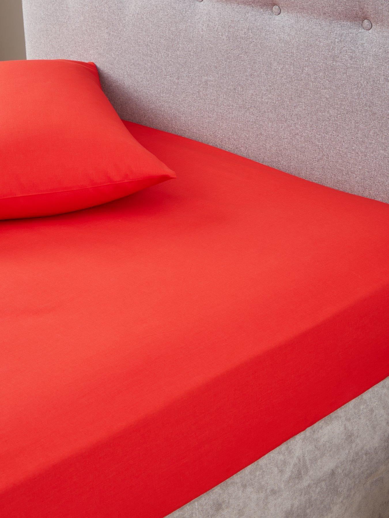 Bed Sheets | Plain | Polycotton | Red | Fitted Sheets | Bed Linen ...